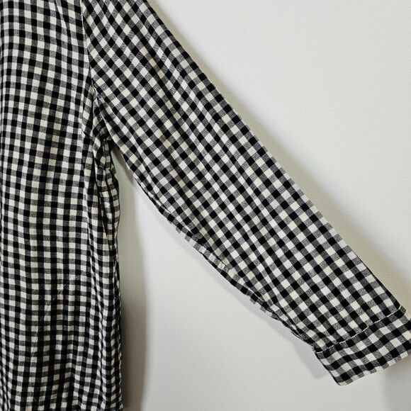 NWOT J JILL CHECKERED/ PLAID HALF BUTTONED SOFT COTTON LONGSLEEVES TOP SMALL - Picture 4 of 15